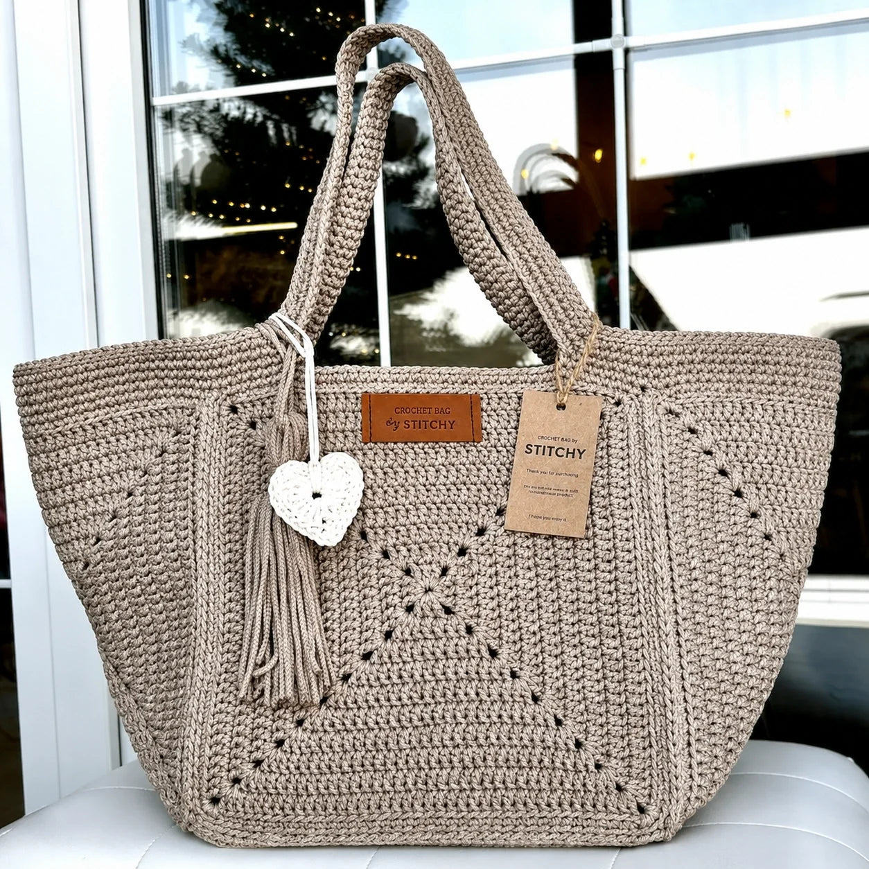 Granny Five Tote Häkelanleitung – Geräumige Granny-Square-Tasche als PDF