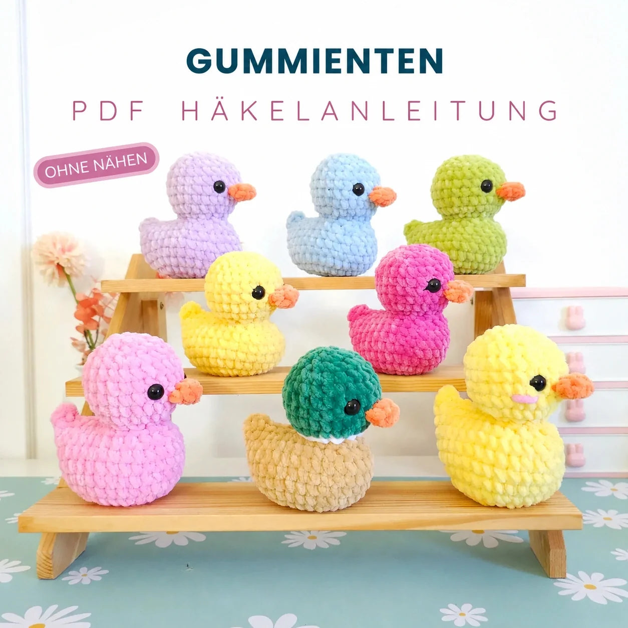 Gummi-Enten Häkelanleitung PDF – Süße No-Sew Amigurumi Enten zum Selberhäkeln
