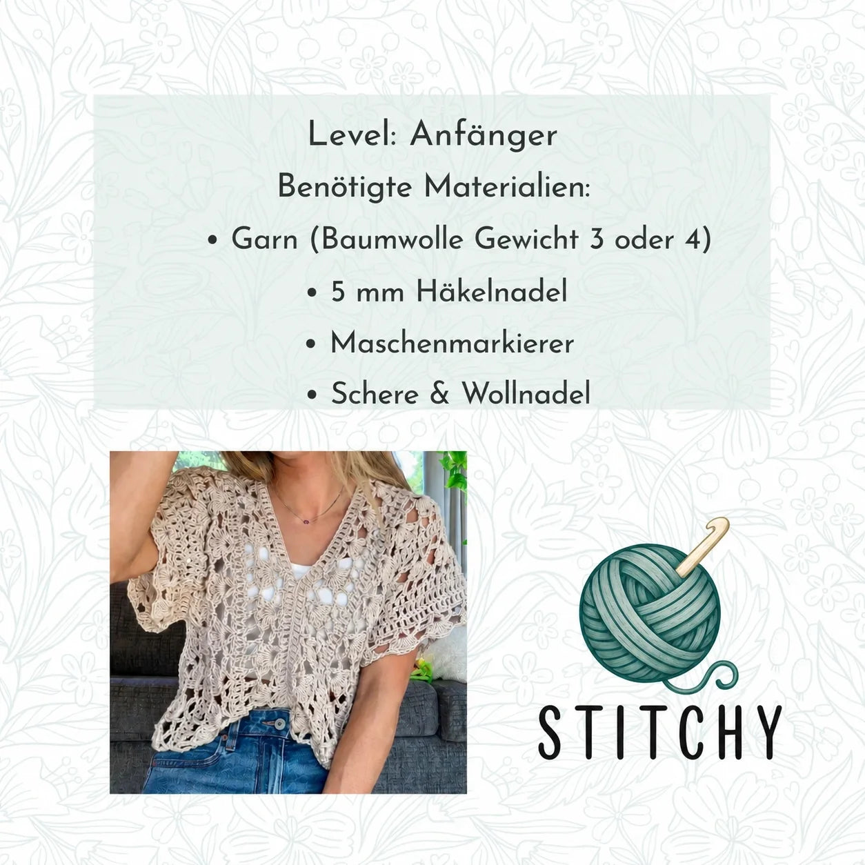 Coastal Lace Crochet Top Häkelanleitung PDF – Sommerliches Spitzen-Oberteil XS–5XL