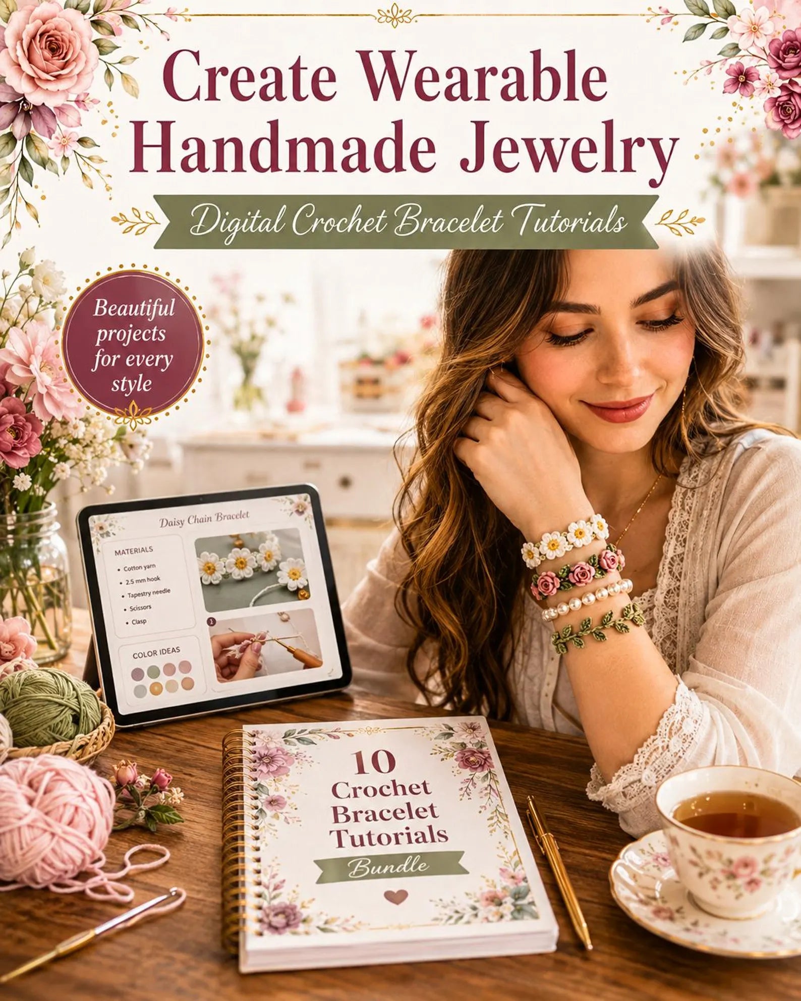 Häkel-Armband PDF Bundle – 10 DIY Schmuck Anleitungen zum Sofort-Download