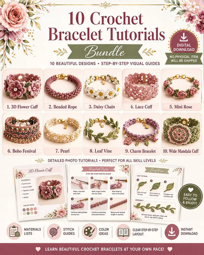 Häkel-Armband PDF Bundle – 10 DIY Schmuck Anleitungen zum Sofort-Download