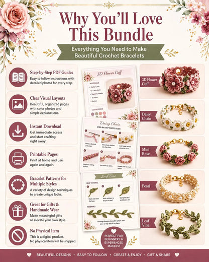 Häkel-Armband PDF Bundle – 10 DIY Schmuck Anleitungen zum Sofort-Download