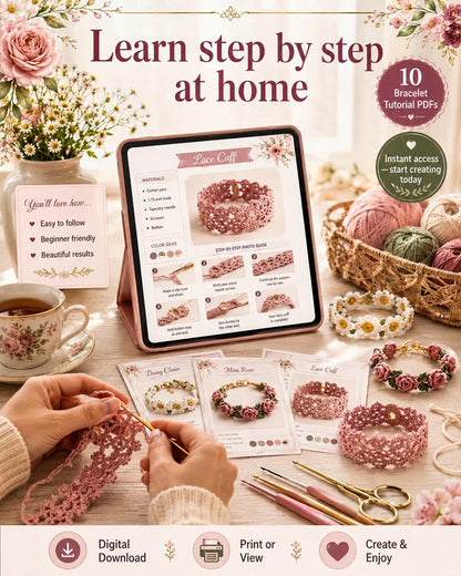 Häkel-Armband PDF Bundle – 10 DIY Schmuck Anleitungen zum Sofort-Download