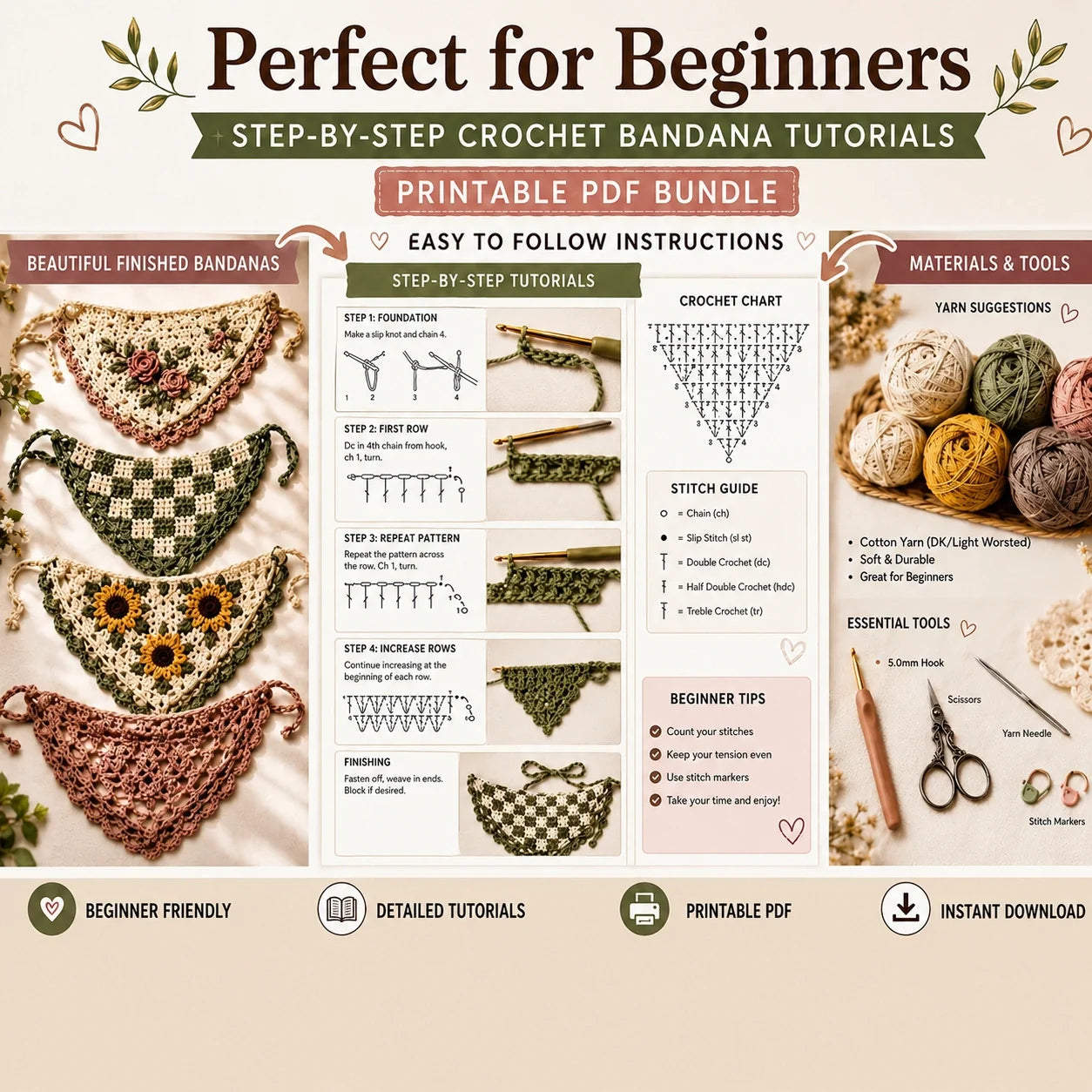 Top 10 Häkel-Bandana Anleitungen – PDF Bundle