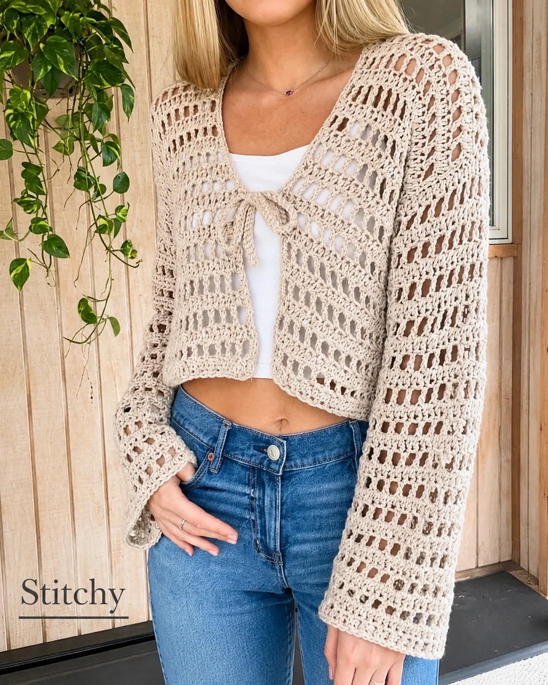Breezy Mesh Cardigan Häkelanleitung PDF – Kurzer Sommer-Cardigan XS–5XL