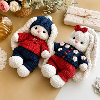Häschen Bella + Outfit PDF-Häkelanleitung – 2 Anleitungen in 1
