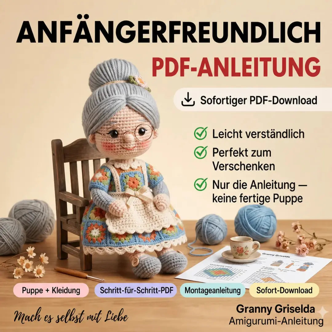 Granny Amigurumi Häkelanleitung – Oma-Puppe PDF Tutorial