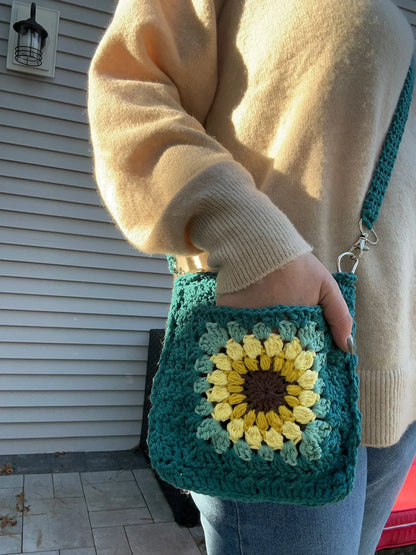 Sonnenblumen Granny Square Tasche – Digitale PDF-Häkelanleitung für Crossbody Bag