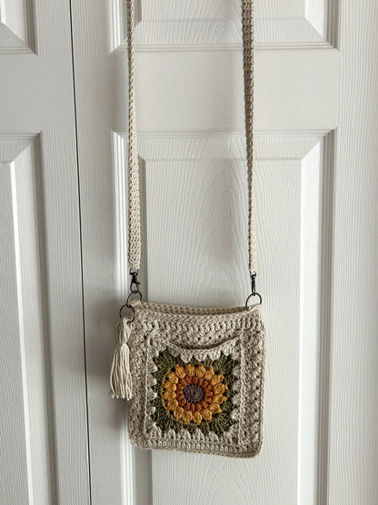 Sonnenblumen Granny Square Tasche – Digitale PDF-Häkelanleitung für Crossbody Bag